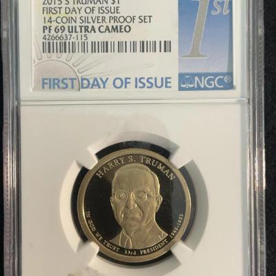 Thirty - Third President 2015 S Truman $1 First Day Of Issue 14 – Coin Silver Proof Set  