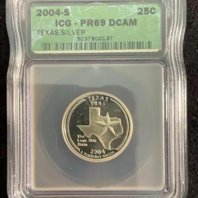 2004 – S 10C ICG - PR69 DCAM Texas Silver 