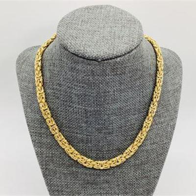 Sale Photo Thumbnail #35: Chunky Byzantine Chain Necklace Constructed with Gold Plated Sterling Silver