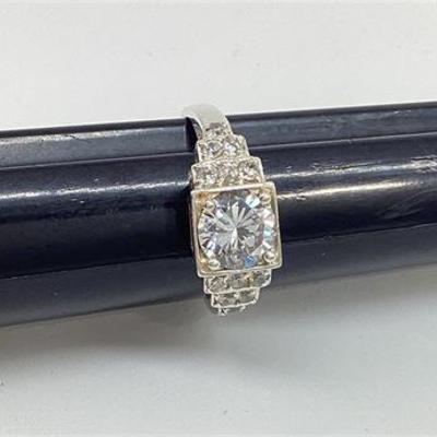 Sale Photo Thumbnail #22: Sterling Silver Art Deco Style Cubic Zirconia (CZ) Ring