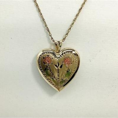 Sale Photo Thumbnail #46: Vintage 14K Yellow Gold Filled Heart Locket Necklace