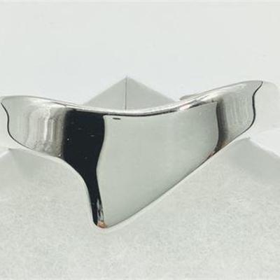 Sale Photo Thumbnail #11: Vintage Sterling Silver Wave / Shark Fin Open Cuff Bracelet