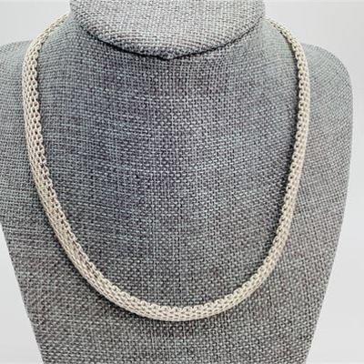 Sale Photo Thumbnail #3: Sterling Silver Woven Mesh Adjustable Necklace