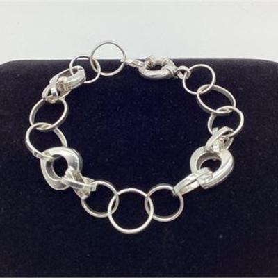 Sale Photo Thumbnail #36: Sterling Silver Link Chain Bracelet with Toggle Clasp