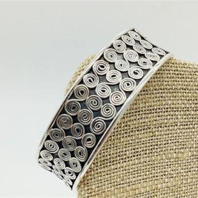 Sale Photo Thumbnail #17: Sterling Silver Cuff Bracelet with Miniature Swirl Design