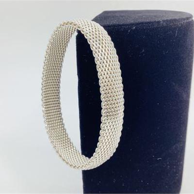 Sale Photo Thumbnail #43: Sterling Silver Woven Mesh Bangle Bracelet