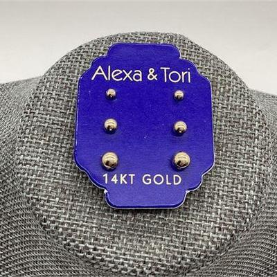 Sale Photo Thumbnail #38: 14KT Yellow Gold Alexa & Tori Ball Stud Earrings - Three pairs