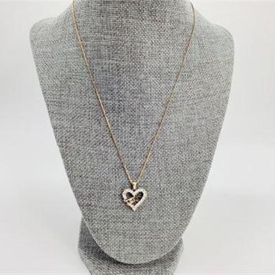 Sale Photo Thumbnail #44: Gold Plate Over Sterling Silver CZ Heart "Love" Pendant with Box Chain