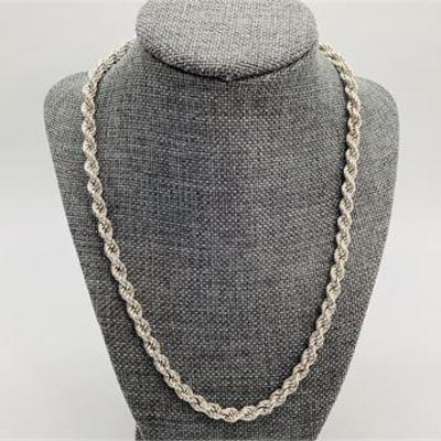Sale Photo Thumbnail #9: Sterling Silver Thick Twisted Rope Necklace