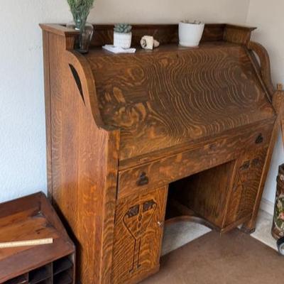 oak drop front antique desk