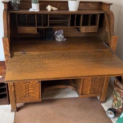 oak drop front antique desk