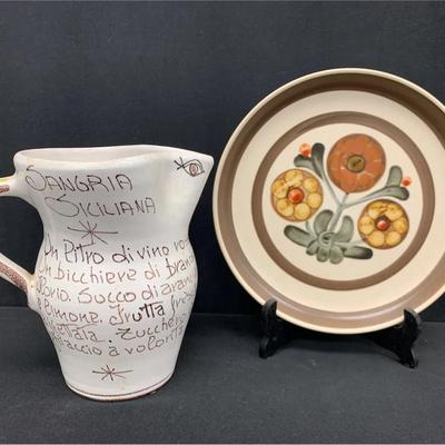 Ceramic Pitcher + Serving Tray