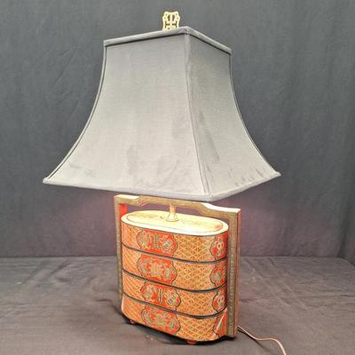 Asian Wood Tea Cannister Lamp