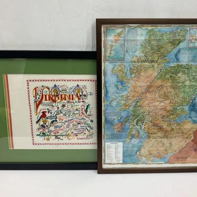 Framed Maps Of Scotland + Virginia (Central)