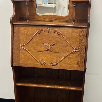 Vintage Mirrored Secretary (possibly Larkin) W/ Candle Shelves