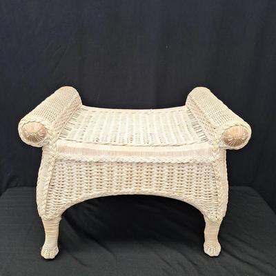 White Wicker Bench