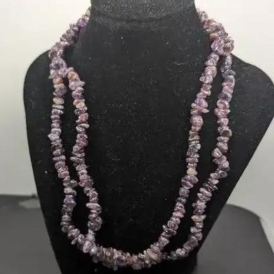 Natural Amethyst Gemstone Chips Necklace 