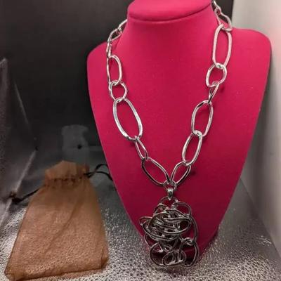 Karine Sultan Designer Chain Necklace With A Large Pendant 