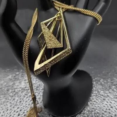 Alexis Bittar Goldtone and Crystal Encrusted Origami Mobile Pendant Necklace 