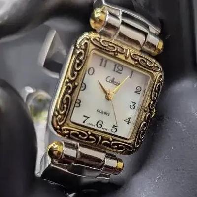 Collezie Quartz White Face Goldtone Numbers 