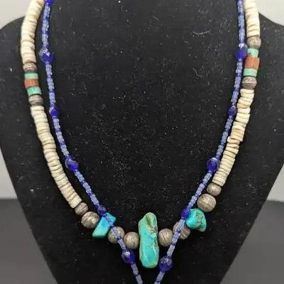 Lapis Lazuli Necklace, Native American Turquoise Nuggets 70s/80s