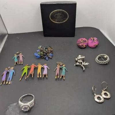 Sterling Silver Earrings And Size 10 Sterling Silver Ring With A Big CZ