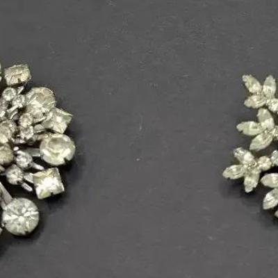 Two Rhinestone/CZs Brooches 