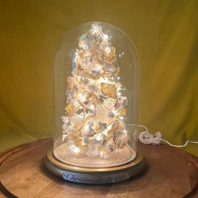 Danbury Mint Millennium lighted Christmas tree in glass dome