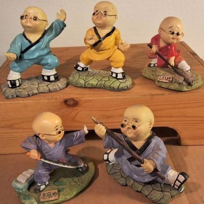 Set of Five Shaolin Monk Martial Arts Figurines