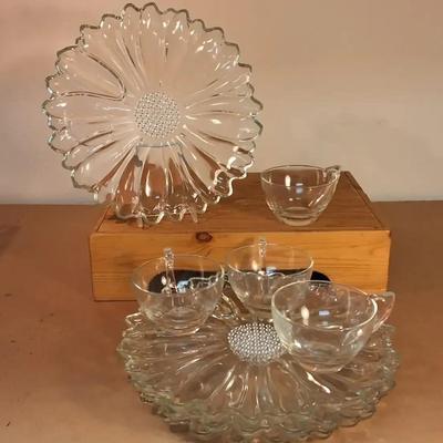 Vintage Colony Daisy Pattern Glass 8-Piece TV Set in Original Boxes x 5