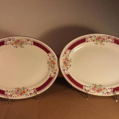 Two Vintage Homer Laughlin D47N6 oval serving platters 