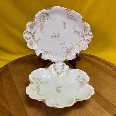 A pair of vintage Haviland Limoges porcelain serving dishes with floral decoration