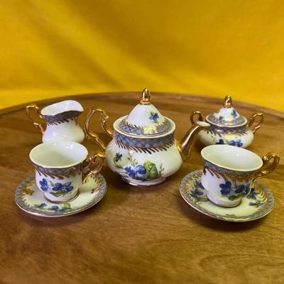 A rare Sèvres porcelain miniature tea set with Napoleonic era mark