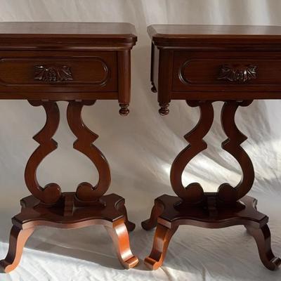 Pair of Lillian Russell Lyre Night Stands by Davis Cabinet Company