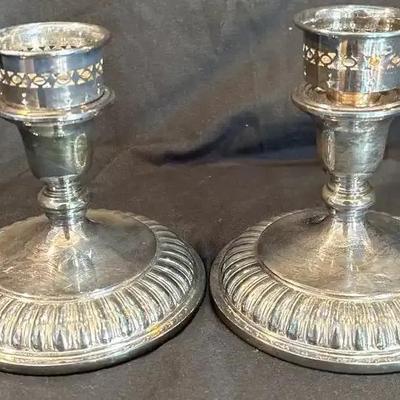 Steuben Glass Brand Copper Candle Holders