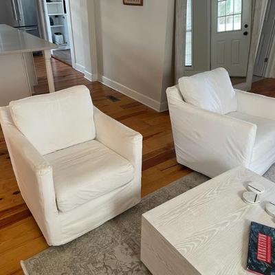 Sale Photo Thumbnail #18: Celadon - Pair of Swivel Glider Chairs. Removable Washable Slip covers . $900 for the pair . (Retail $2,000-$2,500). 