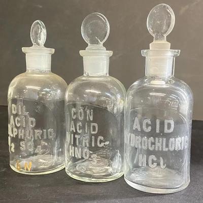 Embossed Laboratory Reagent Bottles, Set Of 3
