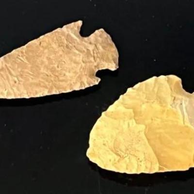 Archaic Period Ovate Corner Notch Point and Lanceolate Point