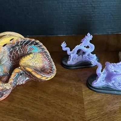 Dragons - Ornate Brown & Blue Windstone Collector Edition, Pair of Blue, Castle