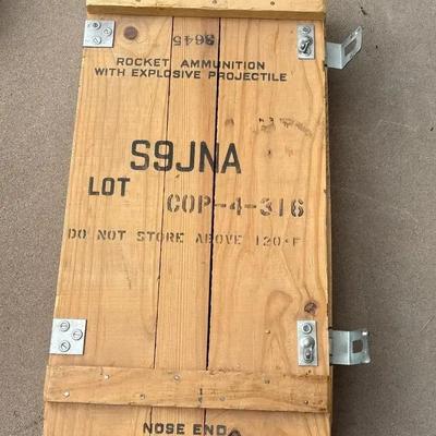 Large Vintage Military Wooden Rocket Ammunition Crate / Box