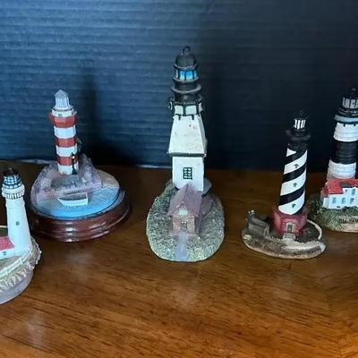 5 Lighthouse Decor Figurines Houses - Michigan, Maine, Candle Toppers & Music
