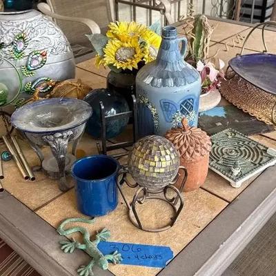 Assorted Yard & Garden - Beach Decor, Peacock Wind Chimes, Glass & Floral