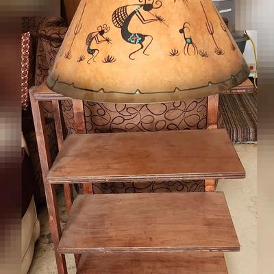 Wooden Shelf  - 4 Shelves & Southwest Kokopelli Lamp Shade 20" Diameter 