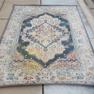 Surya Area Rug - 6 Ft 7 In X 9 Ft, Ankara Collection, Blues, Grays, Cream, Reds