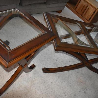 glasstop coffee table and side table