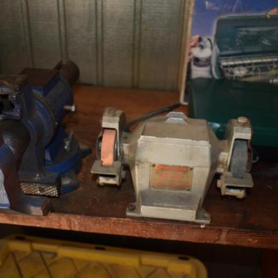 Articulated bench vise, high speed grinder