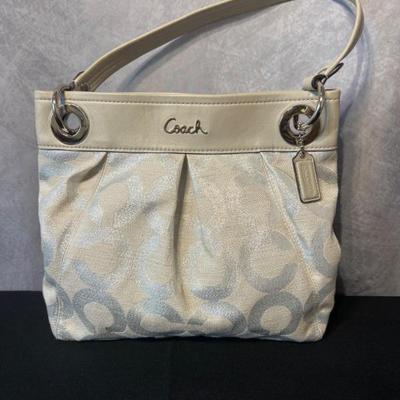 Coach “Ashley” Handbag, Style 21021E – Silver & Cream