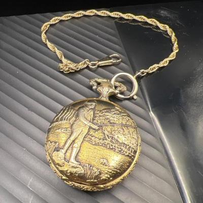 Nelsonic Manual Wind 17J Gold Tone Pocket Watch-Running