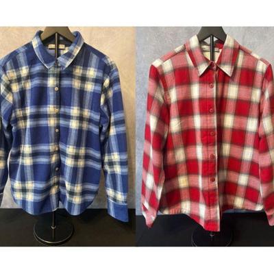 Two Lee Riders Plaid Flannel Shirts, Size Large & Medium
