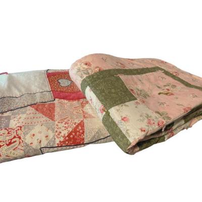 Two Handcrafted Quilts – Colorful Pieced Designs